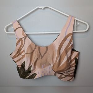 KNIX Wireless Lightweight Women Bra Size L+ Floral Leaves Pattern Stretch Comfy